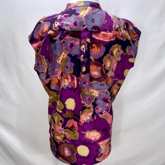 NWT Miss Me Silky Tie Waist Button Front Print Sleeveless Top New w/ Tag - Picture 8 of 13